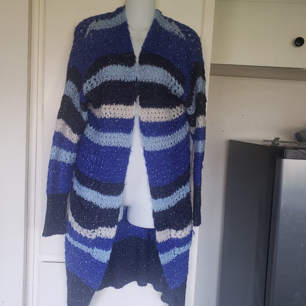 Confess Blue mutli tone open Sweater Size M